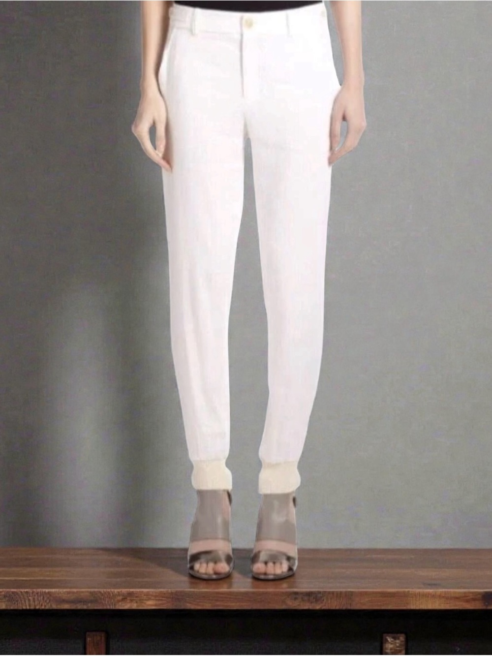 Vince White Button-Front Trousers
